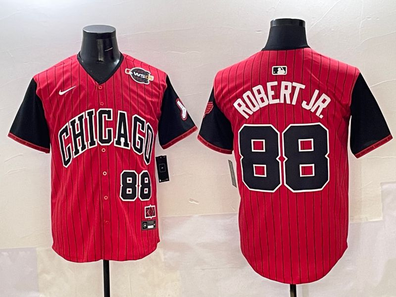 Men Chicago White Sox #88 Robert jr Red Stripe Joint Name 2025 Nike MLB Jersey style 3